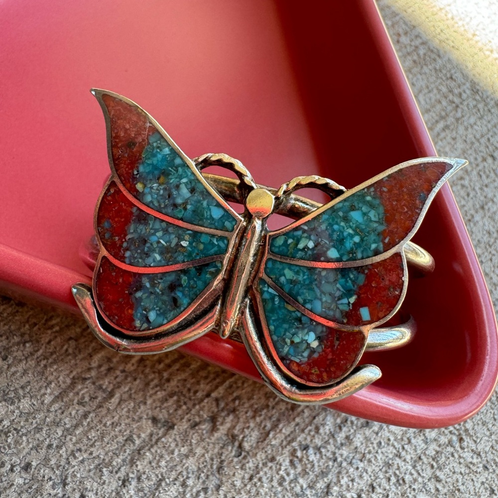 Vintage Sterling Silver Navajo Butterfly Cuff
